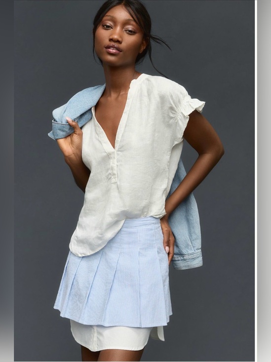 Pilcro Tops - NWT Pilcro Tatum Linen Flutter Blouse, Size L